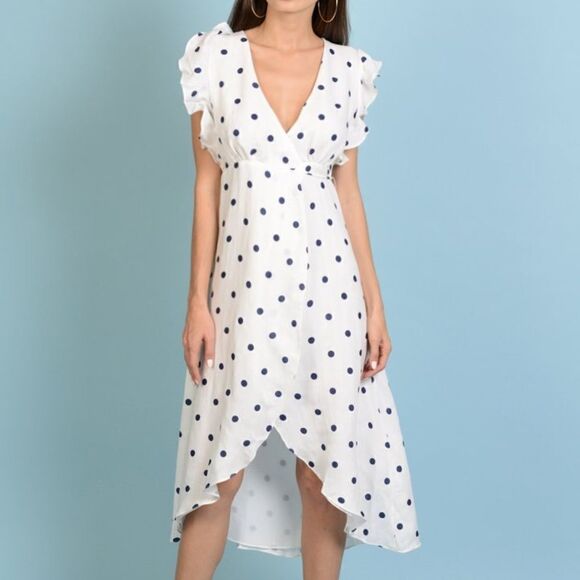 Essue Wrap High-Low Polka Dot Dress - Picture 1 of 2